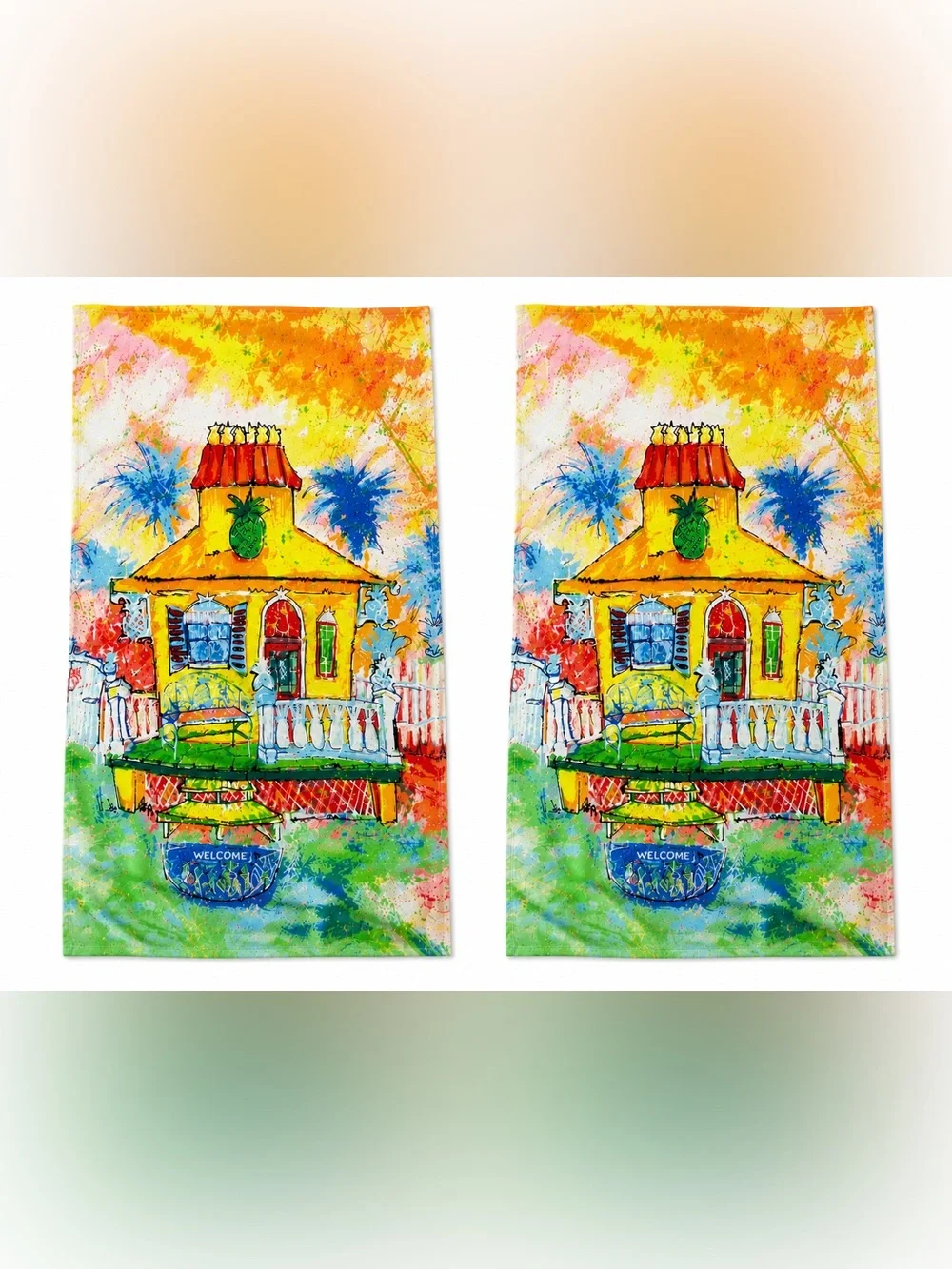TWO! Leoma Lovegrove Tropical Beach Towel Pineapple Tropical Art 70x34